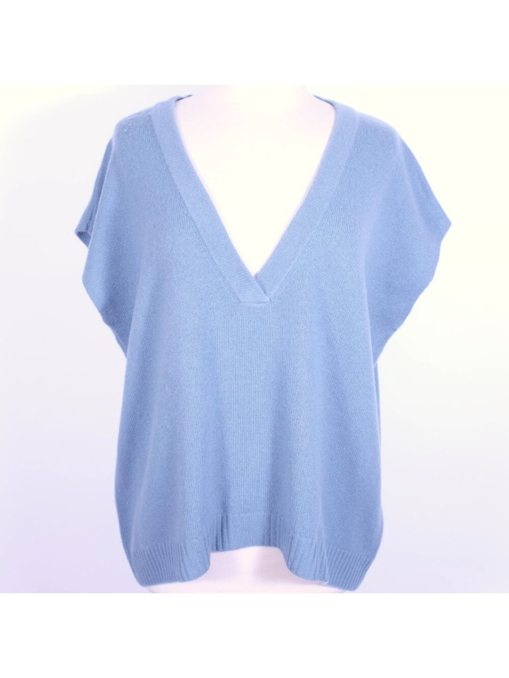 Lisa Yang cashmere sweater gilet 2 / Large blue V neck sleeveless vest
